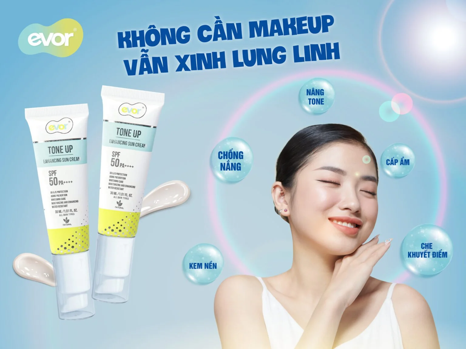 Kem chống nắng evor Fresh Up & Tone Up