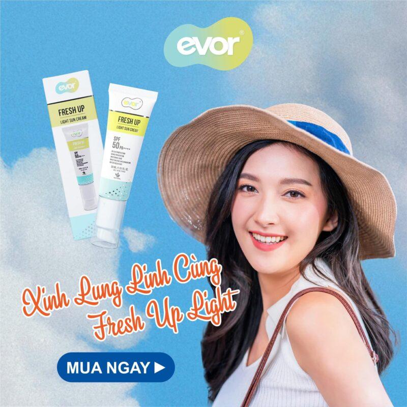 XINH LUNG LINH CÙNG FRESH UP LIGHT SUN CREAM ✨-kem chống nắng evor-nước hoa evor-chăm sóc da evor-skincare