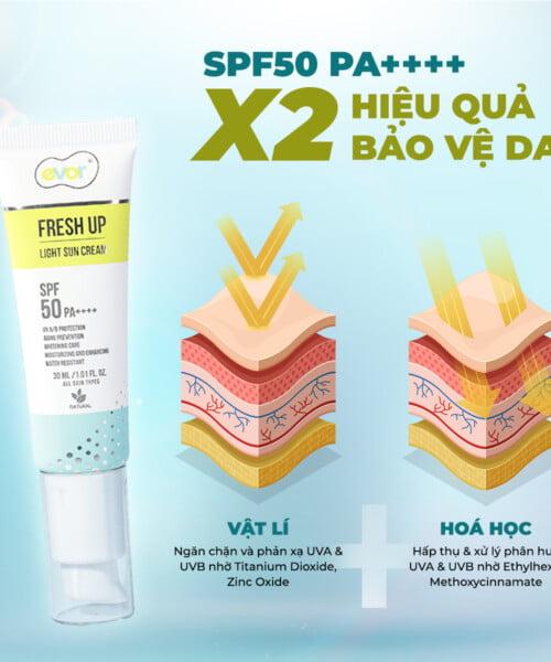 Kem chống nắng makeup trẻ hoá dưỡng trắng - Fresh Up Light Sun Cream 30ml