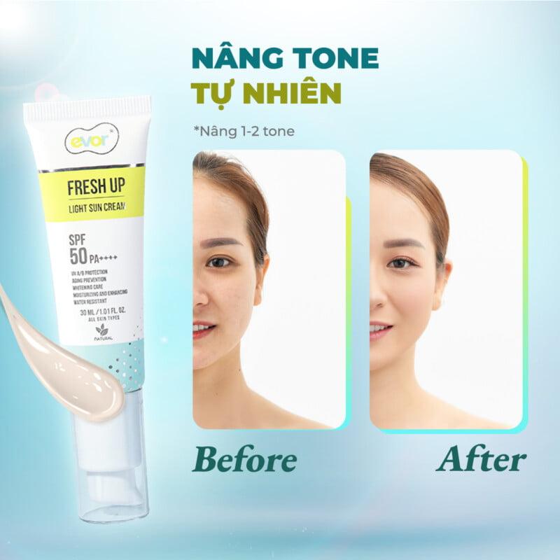 Kem chống nắng makeup trẻ hoá dưỡng trắng - Fresh Up Light Sun Cream 30ml